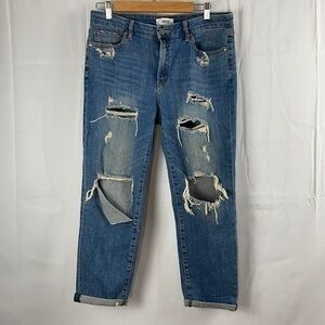 JBD Mid Wash Ripped Ankle  Jeans